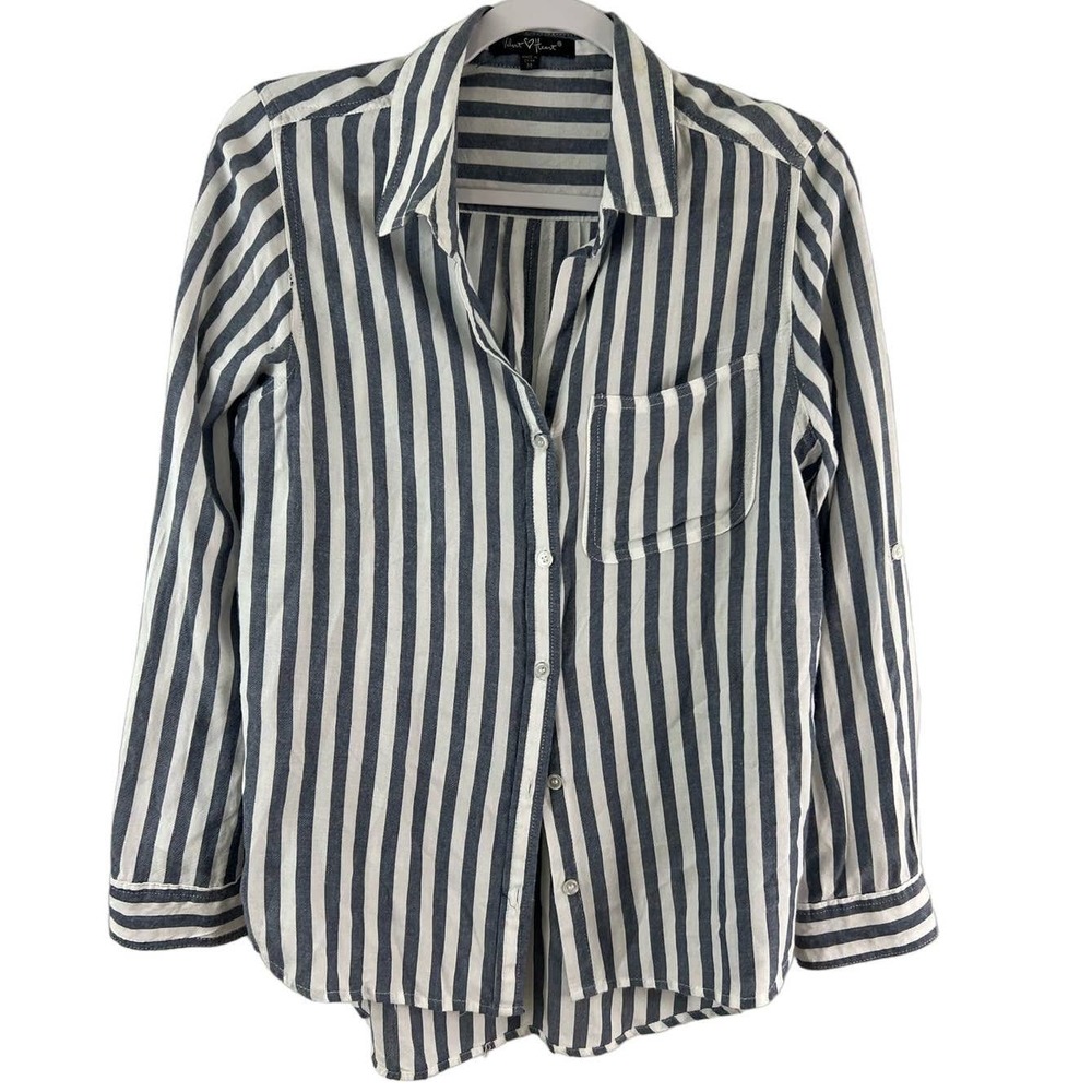 Velvet Heart Womens Button Collared Shirt Long Sleeves Size Medium Stripes